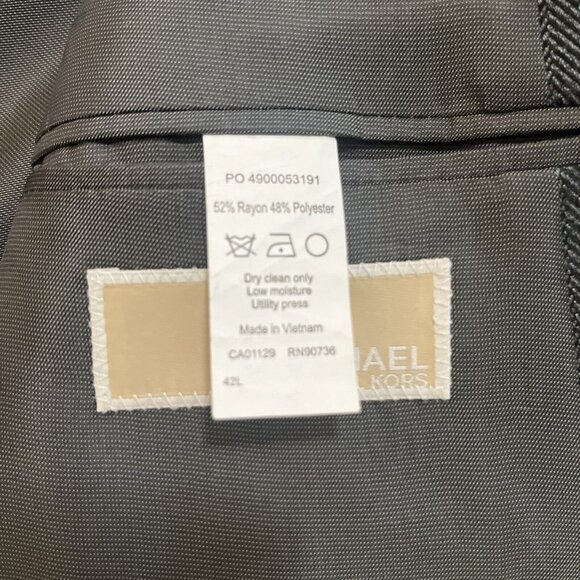 Michael Kors Jacket Mens 42L Gray Herringbone Two Button Blazer Suit Coat Career - Picture 11 of 13